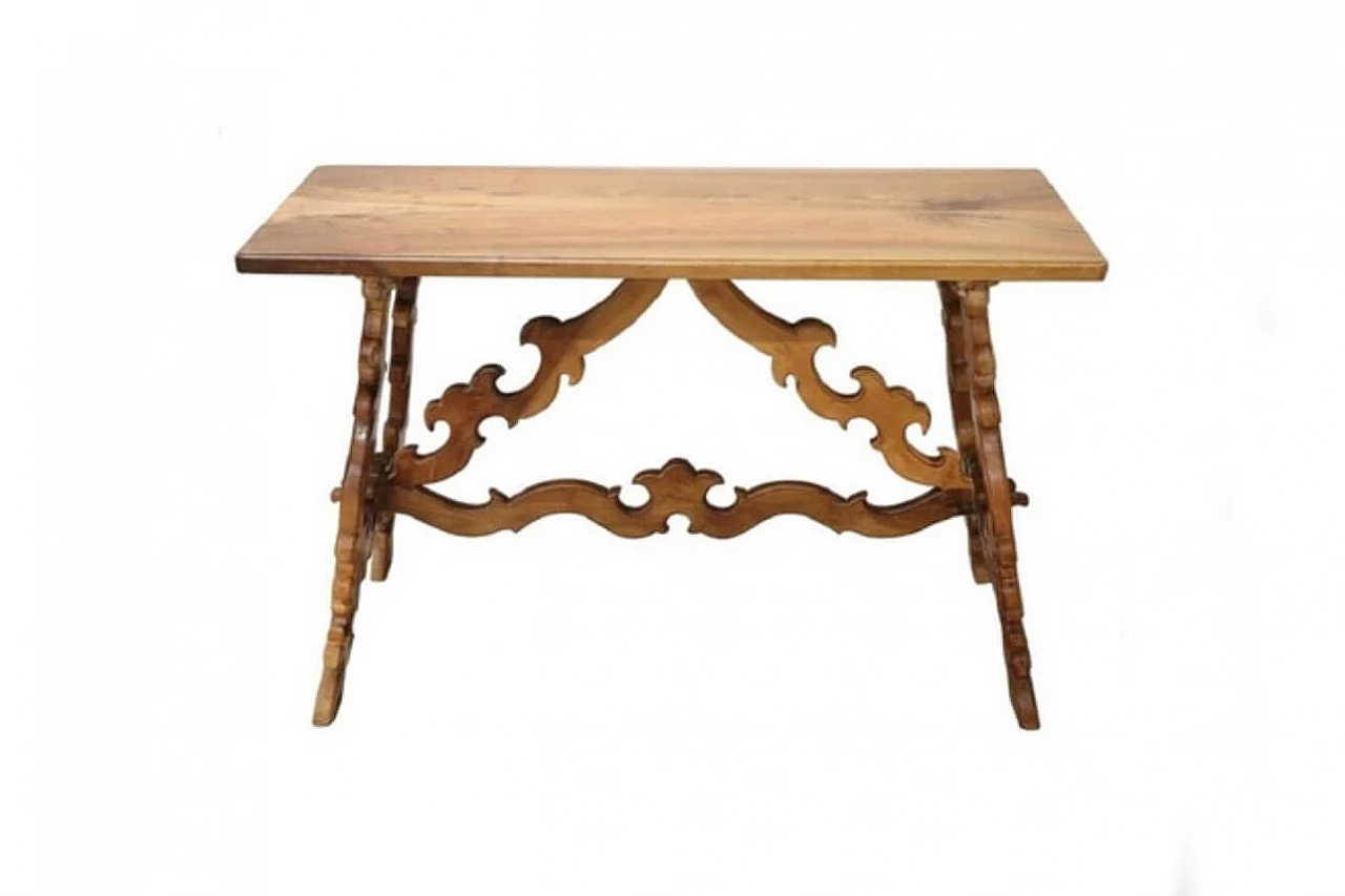 Northern Italian Fratino table in solid walnut, late 19th century 1