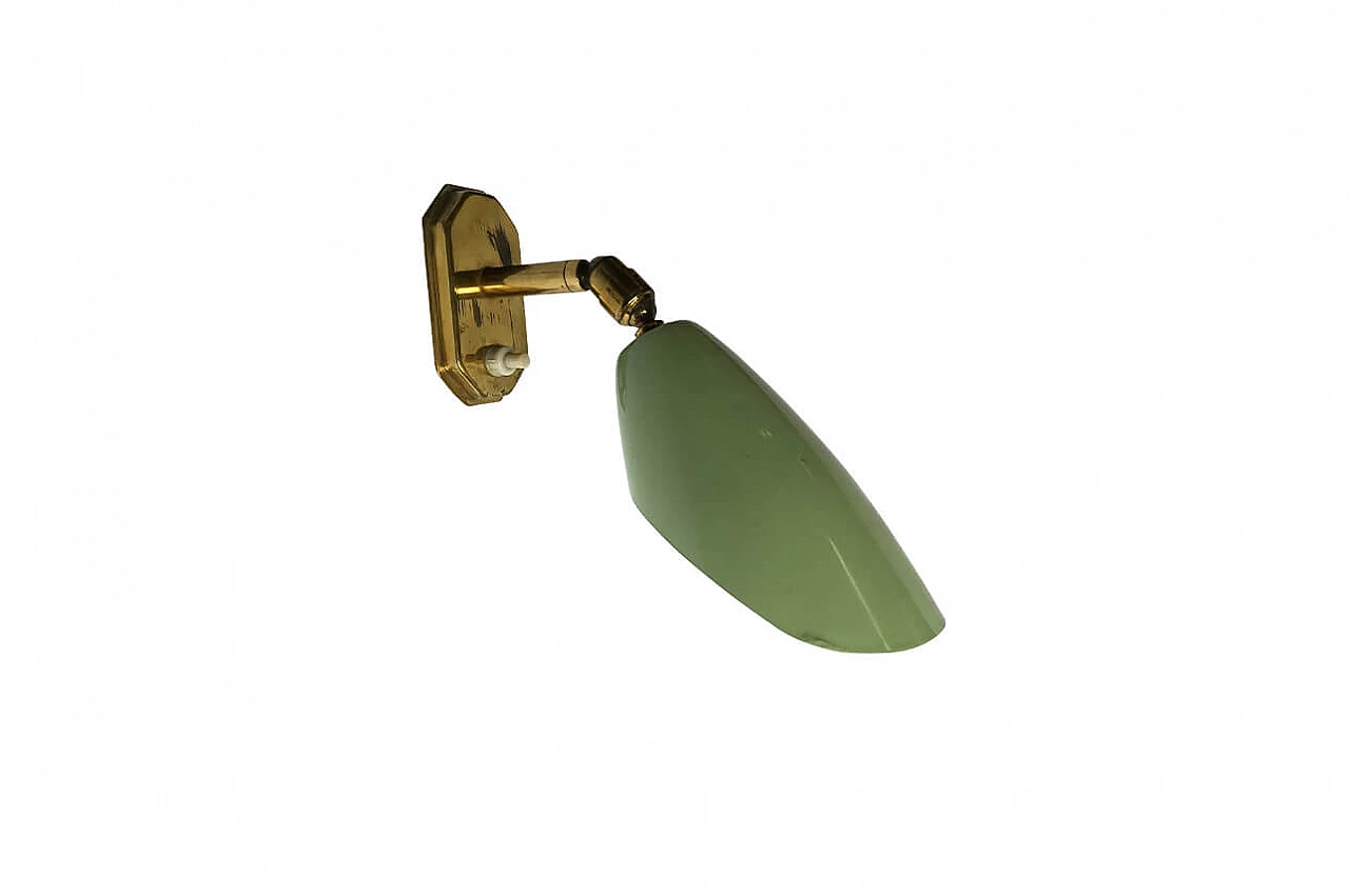 Green water brass wall lamp, Italy, 50s 1