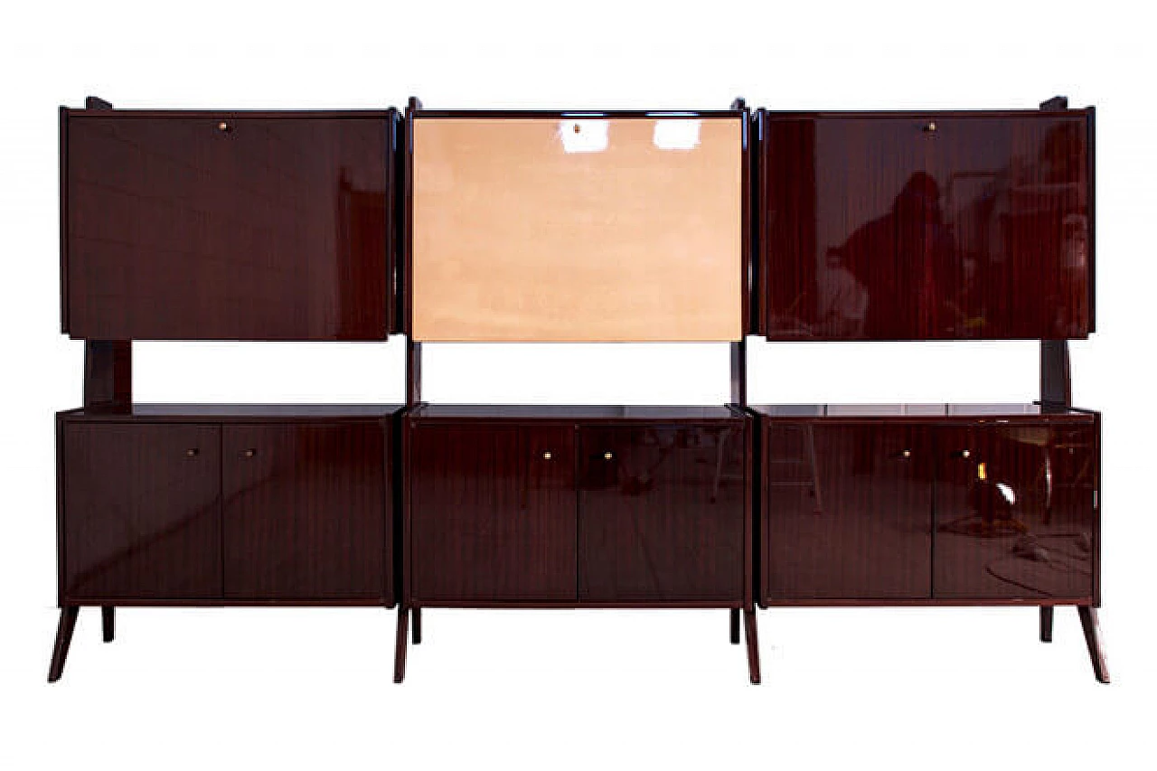 Italian Mid-Century wall unit sideboard or bookcase, 50s 14