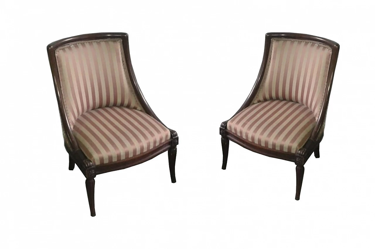 Pair of walnut armchairs, beginning of '900 1
