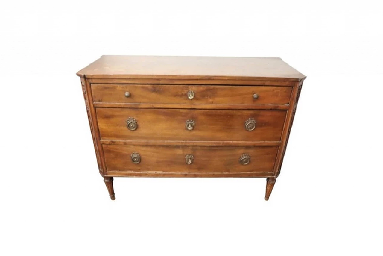 Antique chest of drawers in solid walnut Louis XVI century. XVIII 1