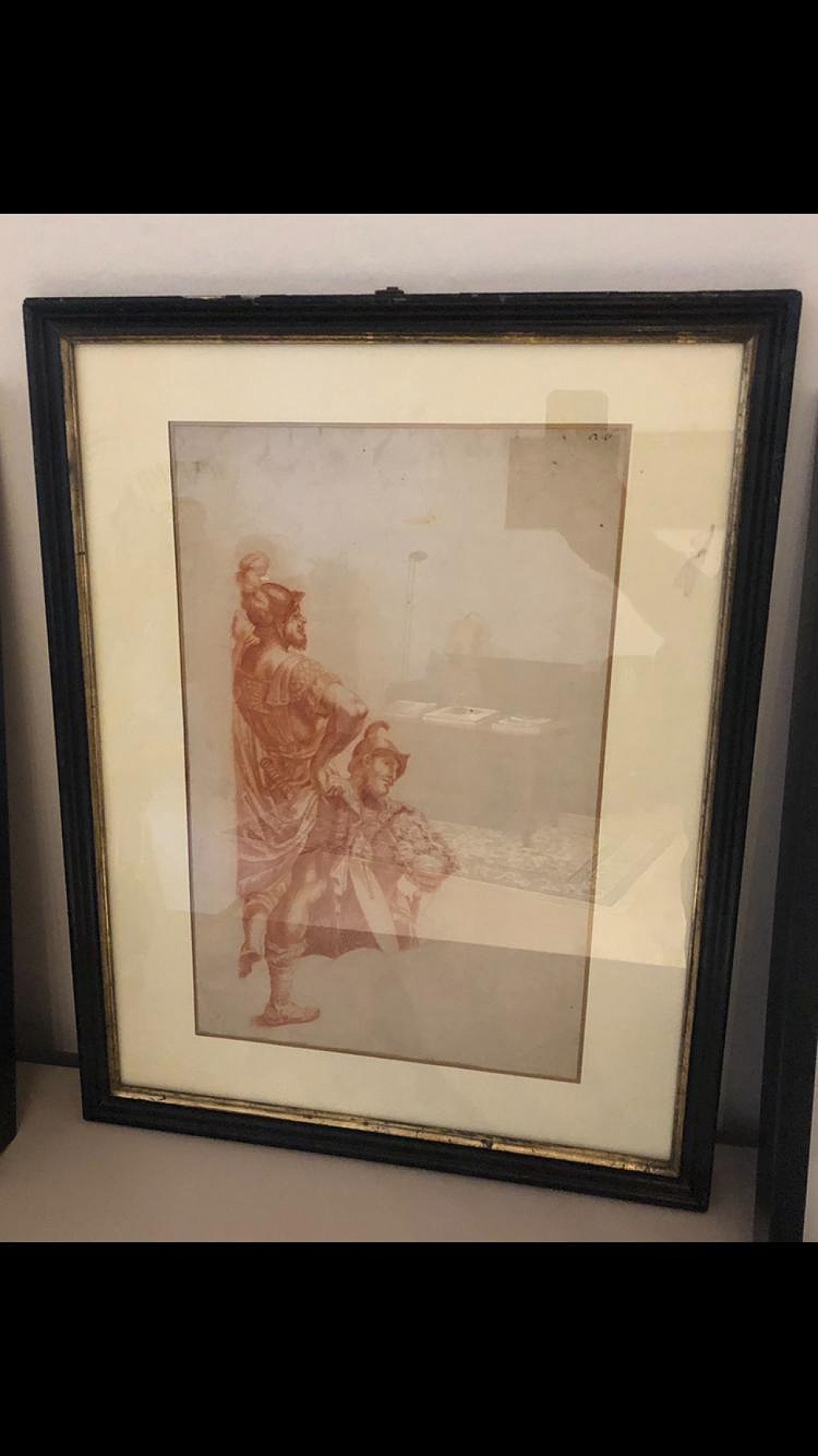 Old master drawing with soldier in red chalk on paper, 17th century 3