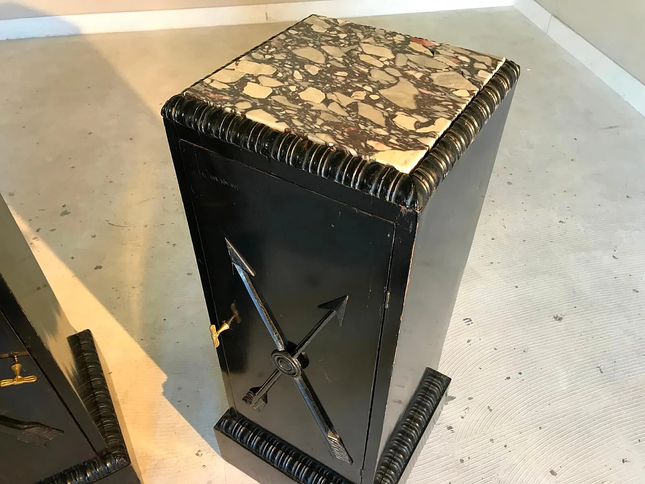 Pair of first Empire bedside tables with marble base, 19th century 6