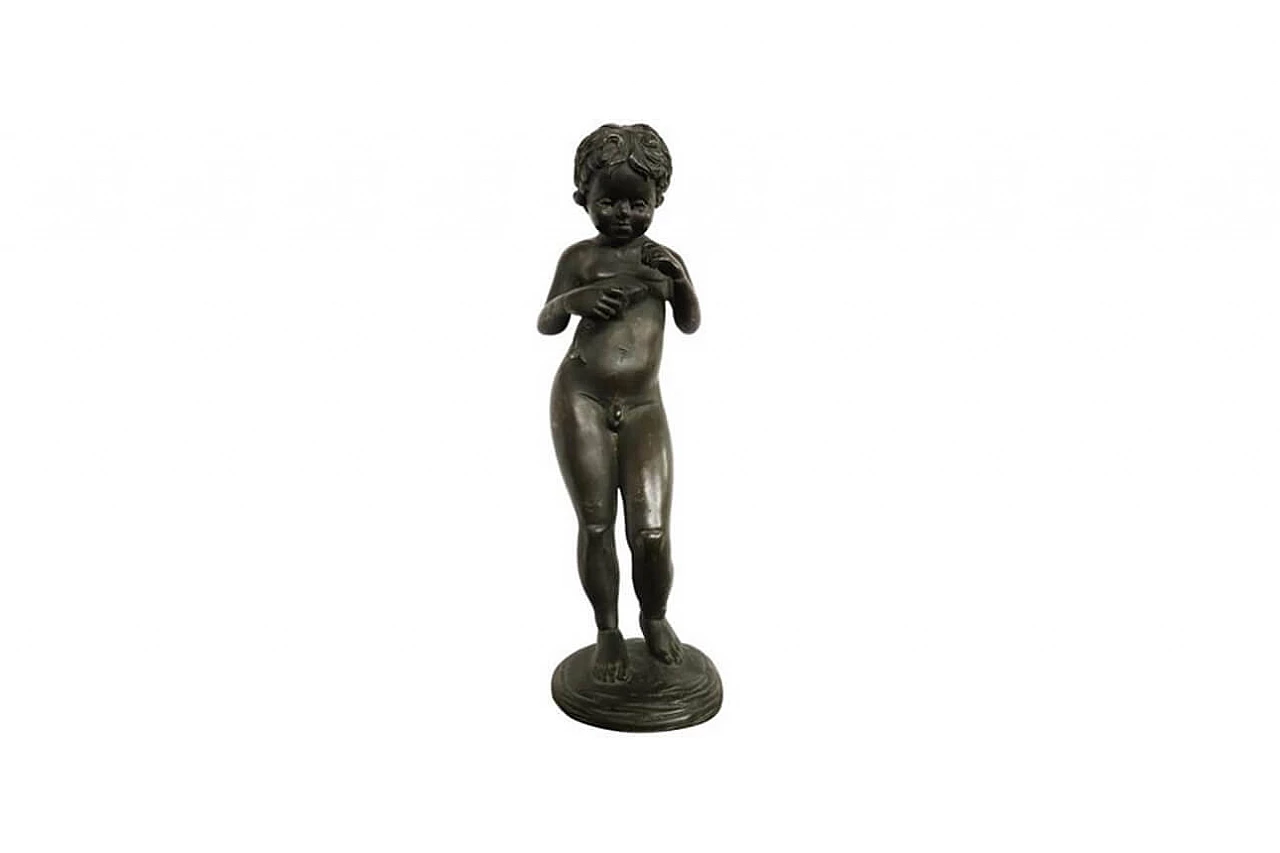 Bronze sculpture of a child with fish at the beginning of the 20th century 1