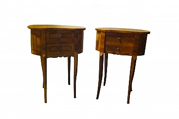 Pair of green bean shaped bedside table, Italy, early 20th century