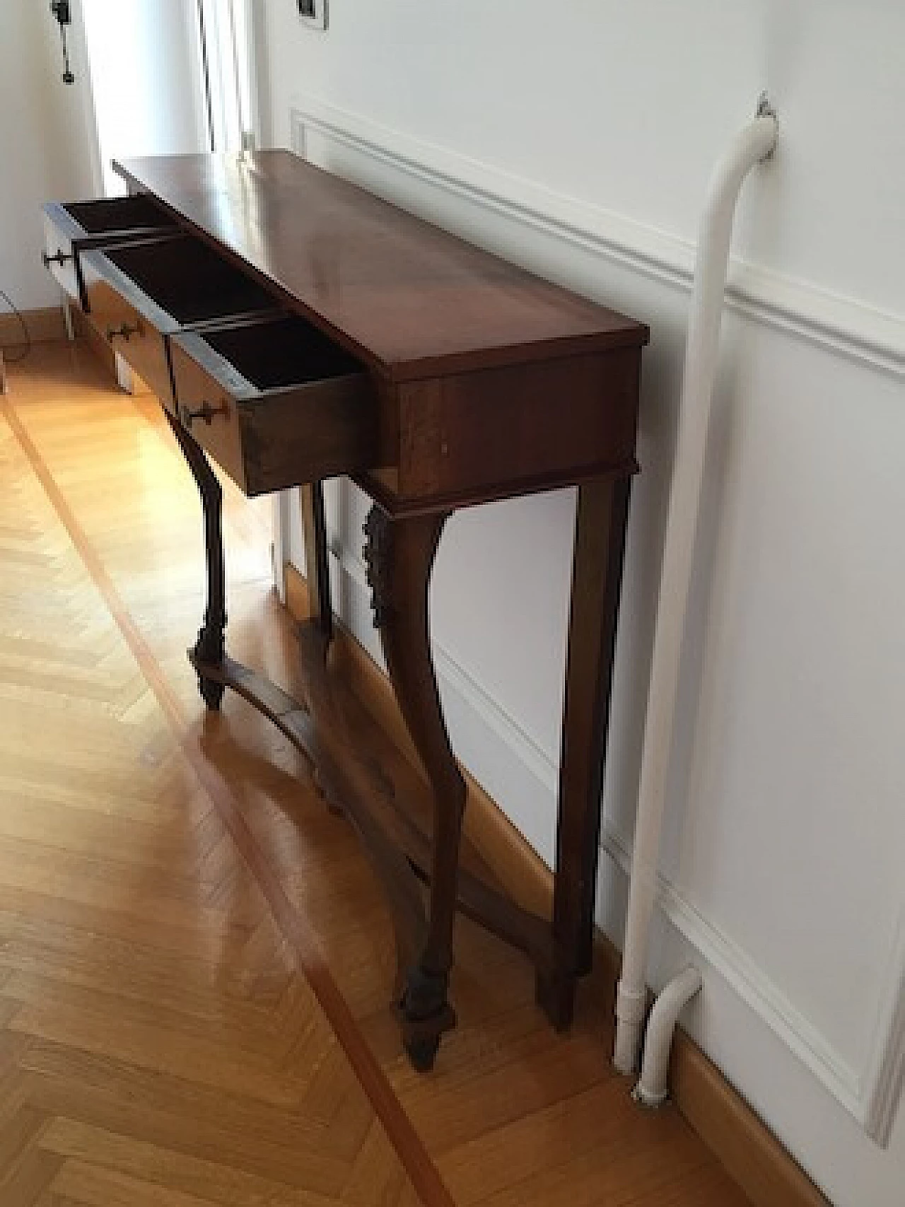 Consolle Impero a tre cassetti, fine '800 3