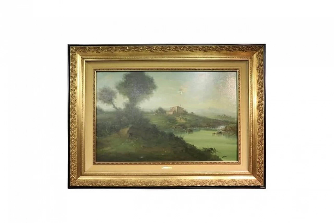 Painted Oil on canvas landscape signed Zaccari Sec. XX 1