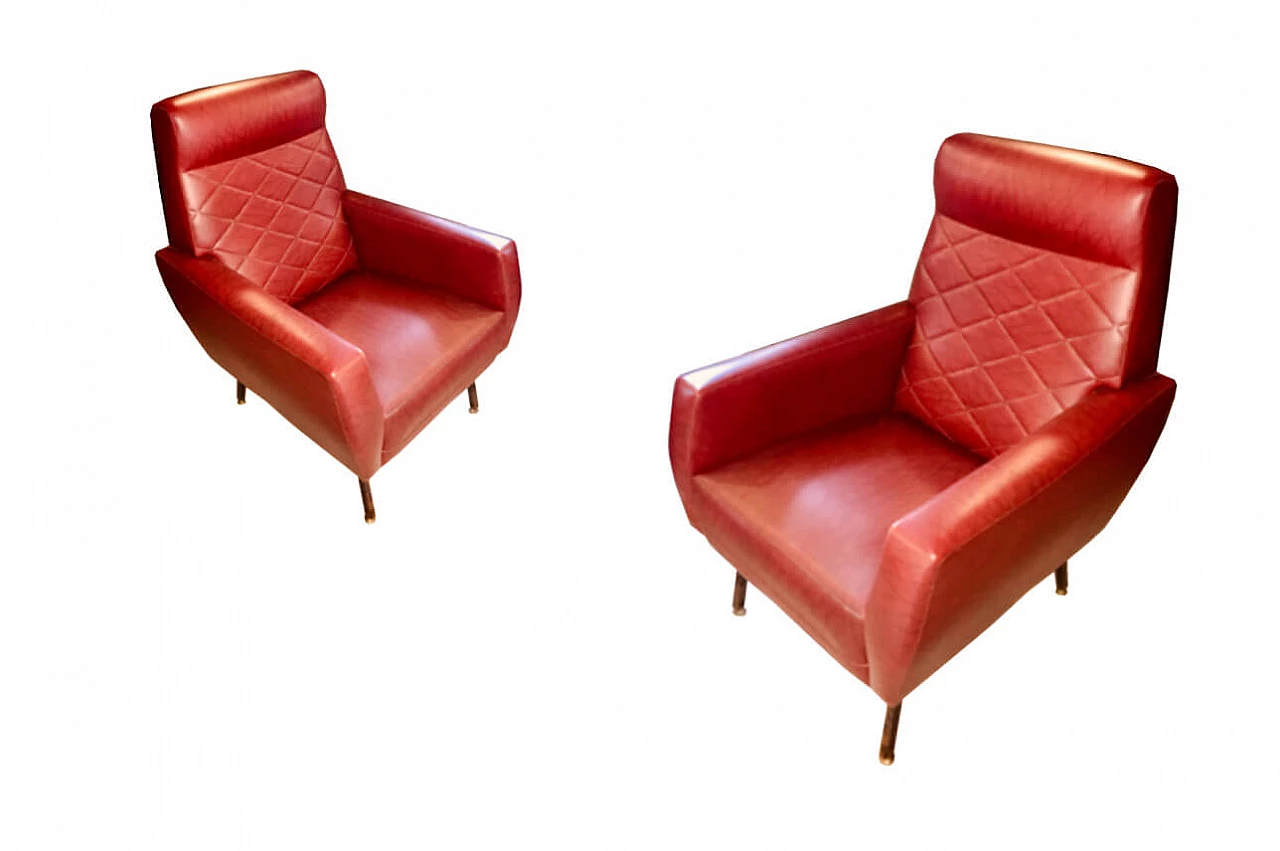 Armchairs in sky red 50's 1