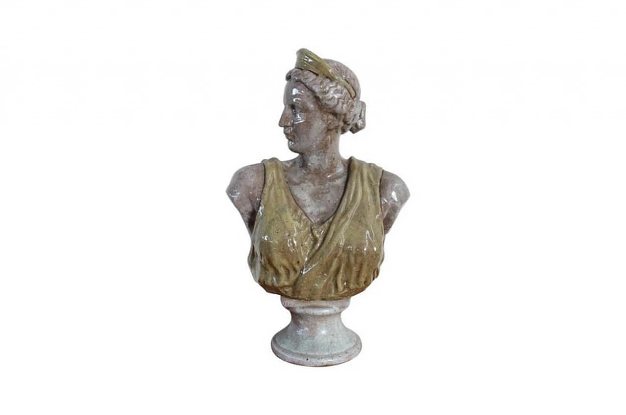Scultura in Terracotta vetrificata busto di donna, prima metà '900 1