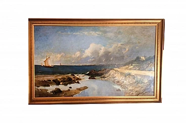Paesaggio marino, olio su tela, inizio '900