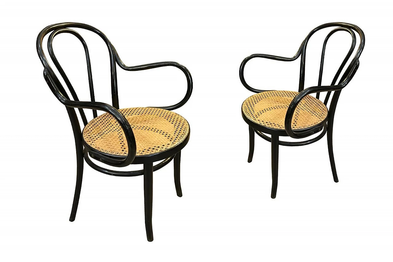 Pair of black Thonet style chairs, 1930s 1