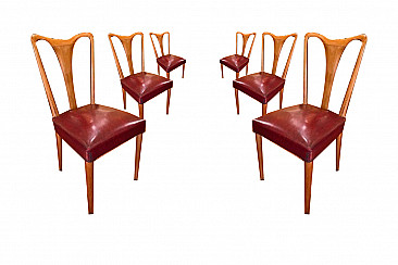 6 walnut chairs in the style of Guglielmo Ulrich, 1950s