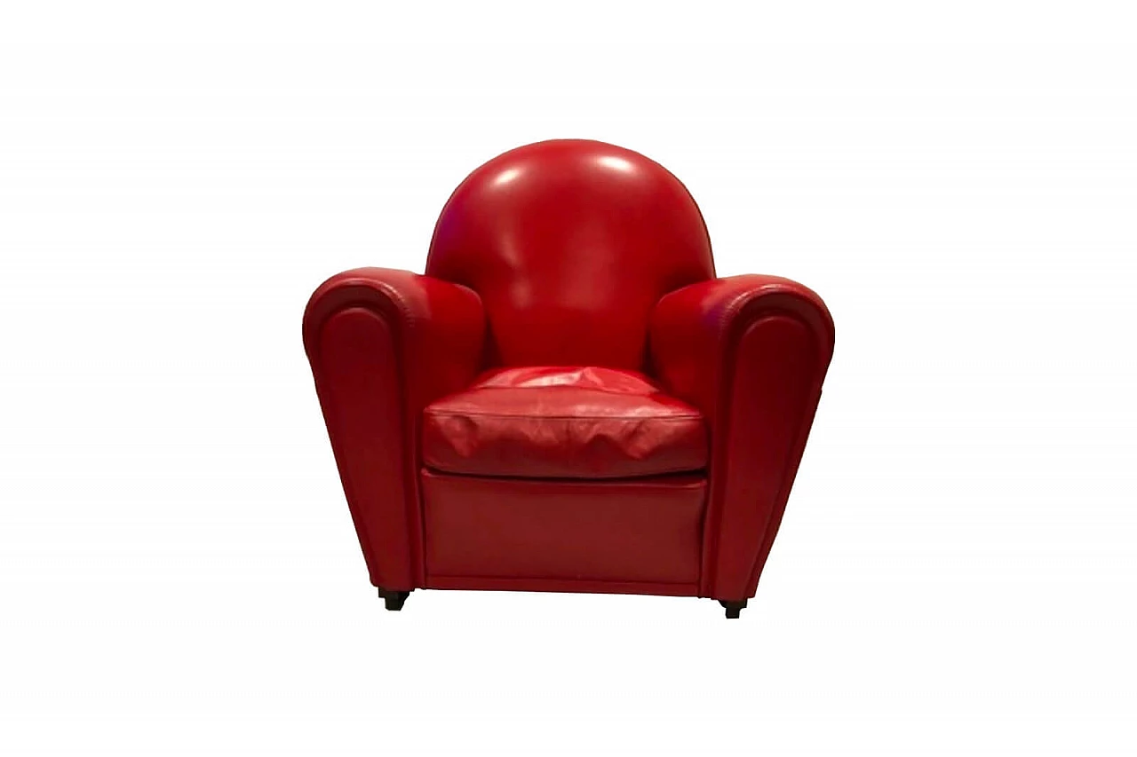 Vanity" armchair in red leather, by Poltrona Frau 1