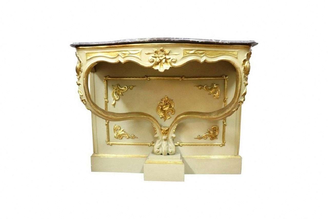 Console antique lacquered and gilded in gold leaf nineteenth century 1