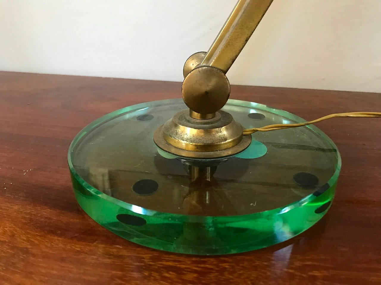 Lampada verde acqua con base in vetro, anni '50 3