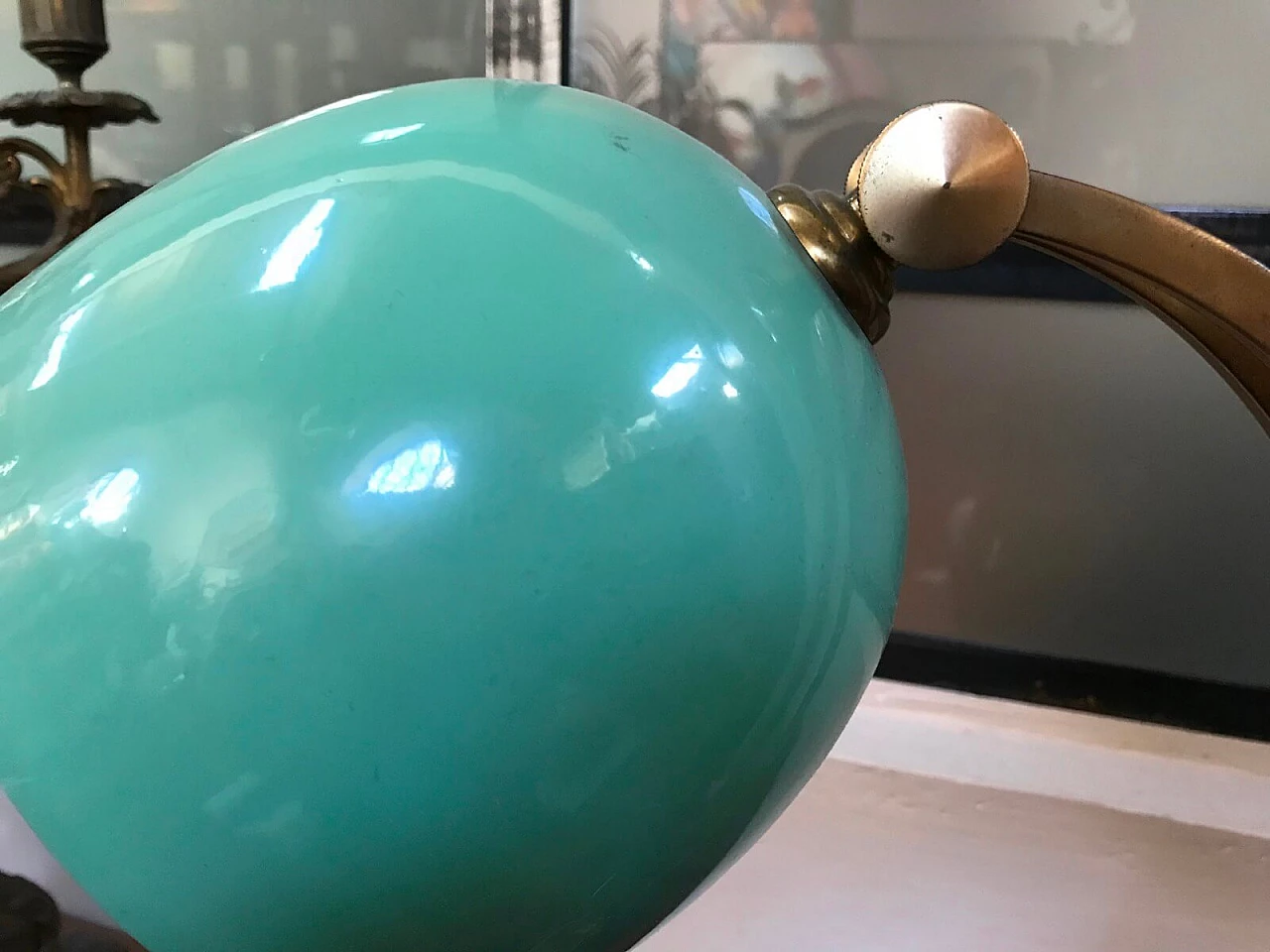 Aquamarine glass table lamp, Italy, 50s 4