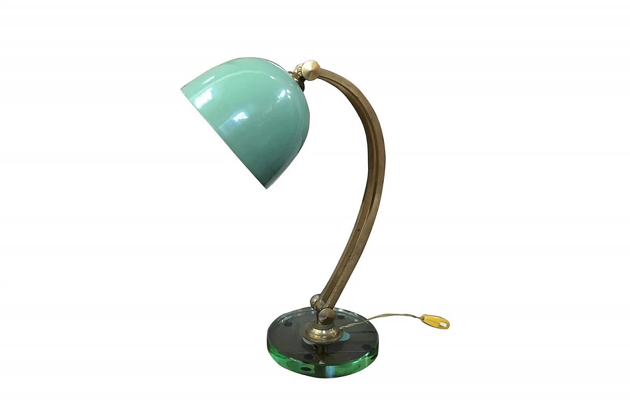 Aquamarine glass table lamp, Italy, 50s 1