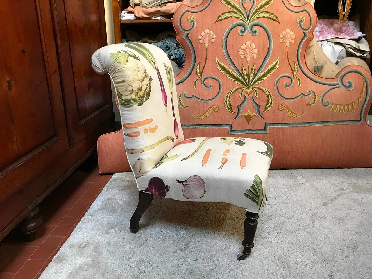 French armchair with new veggies upholstery, mid 19th century 4