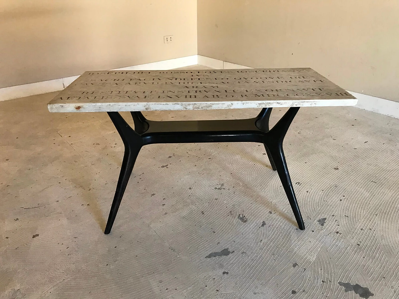 Tavolino in legno con piano in marmo, '800 3