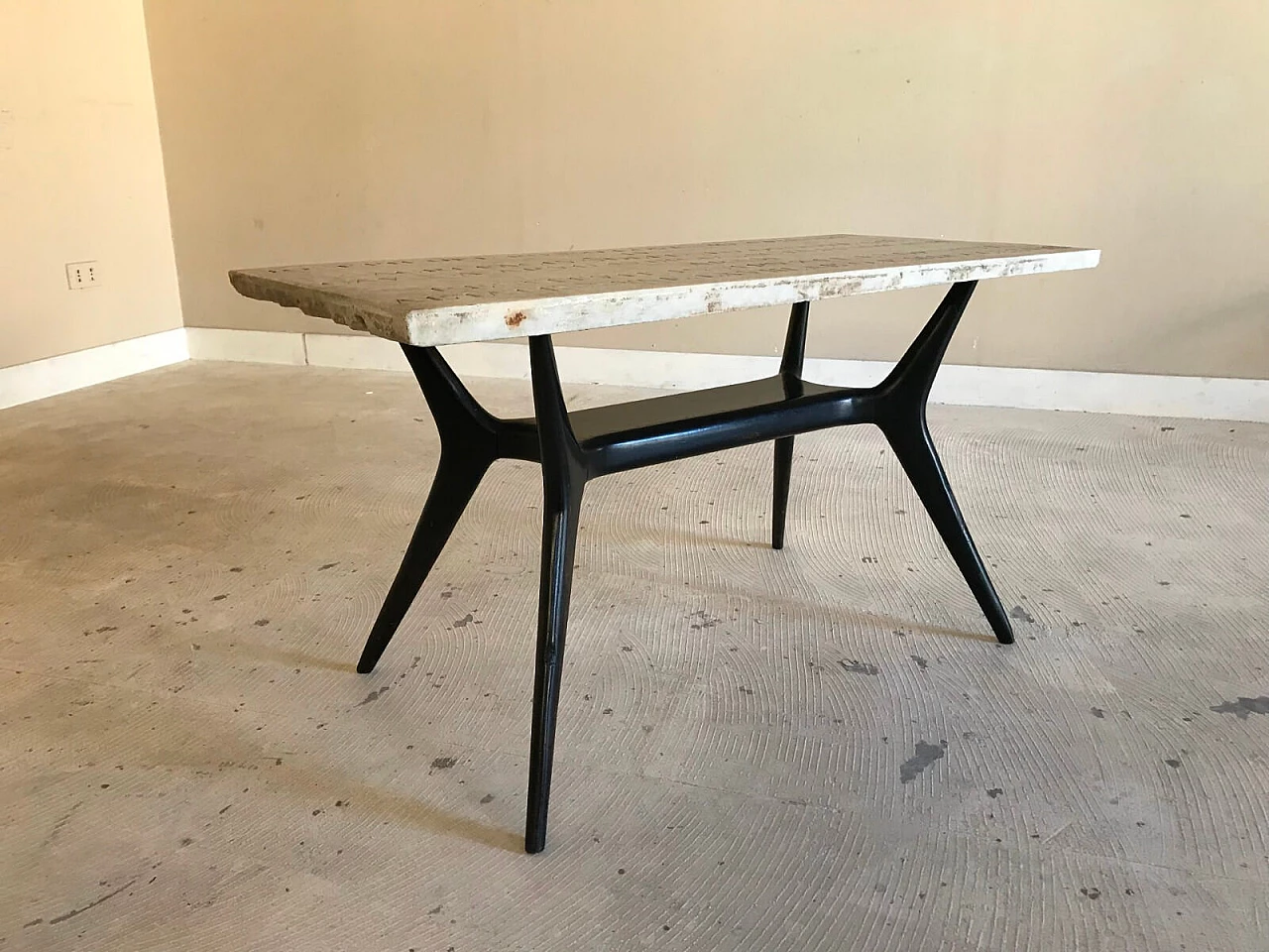 Tavolino in legno con piano in marmo, '800 2