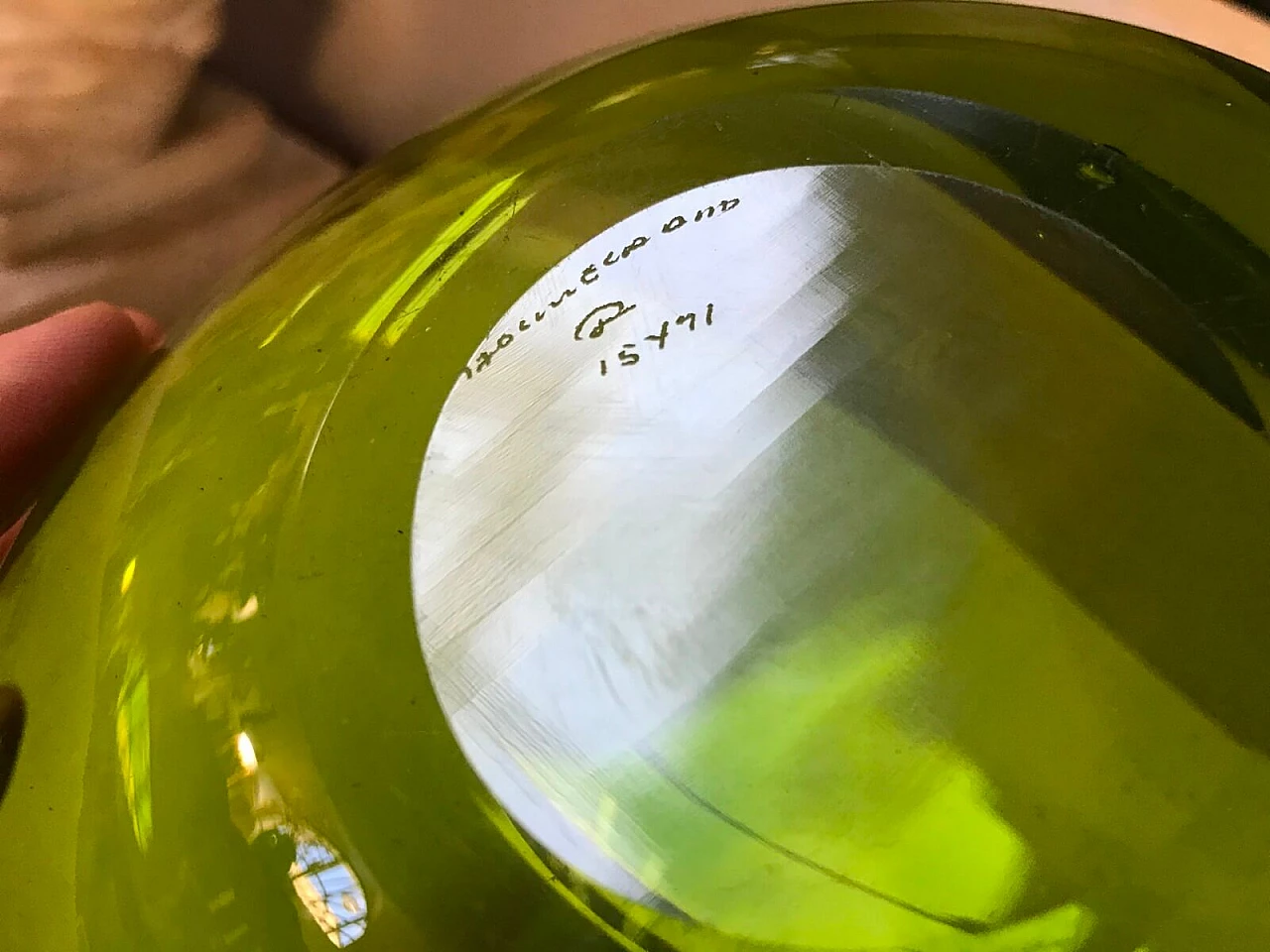 Green glass vase, by Per Lütken for Holmegaard, 1950s 5