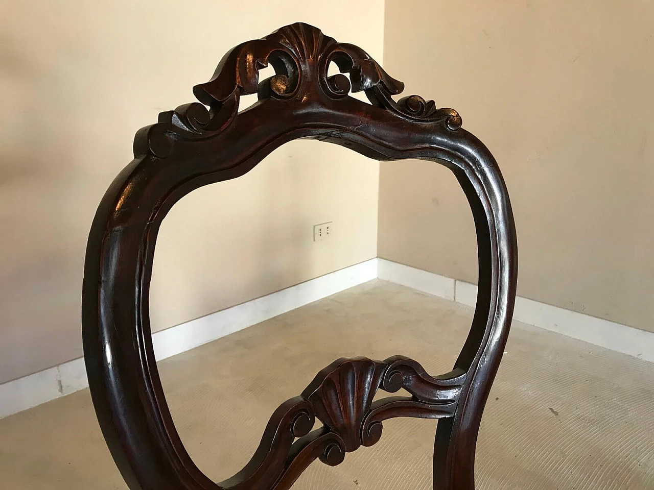 Pair of Louis Philippe chairs in walnut, with green velvet, 19th century 3