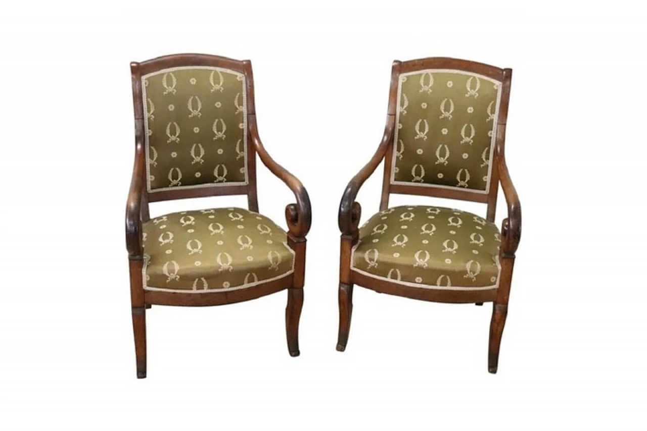 Pair of antique armchairs from the early 19th century Empire period 1