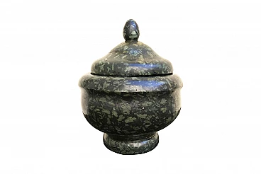 Antique mortar in Serpentine marble with lid