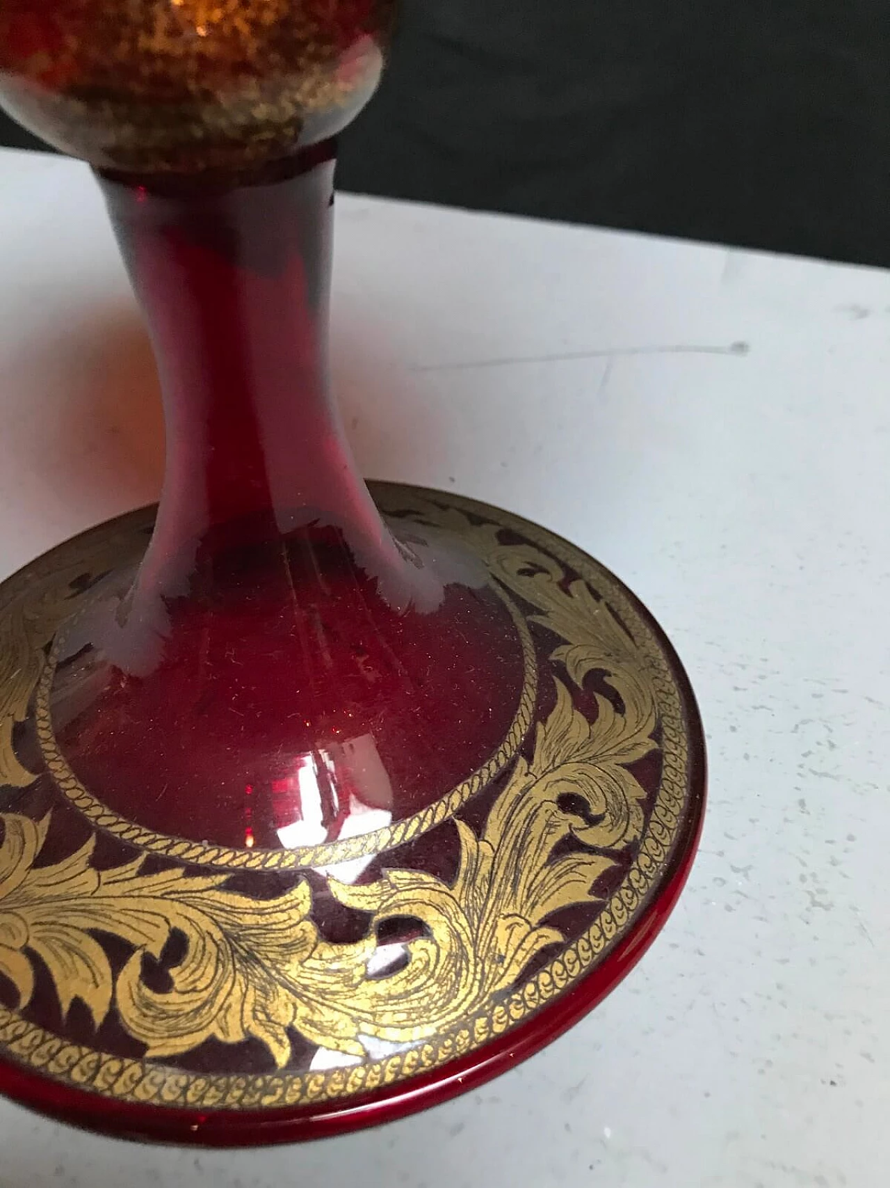 Calice in vetro di Murano rosso e oro, primi '900 4