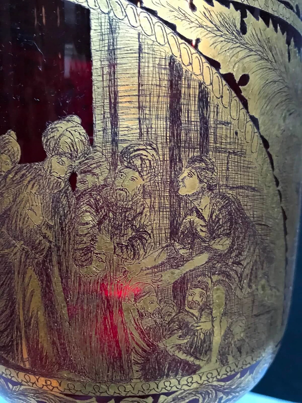 Calice in vetro di Murano rosso e oro, primi '900 5
