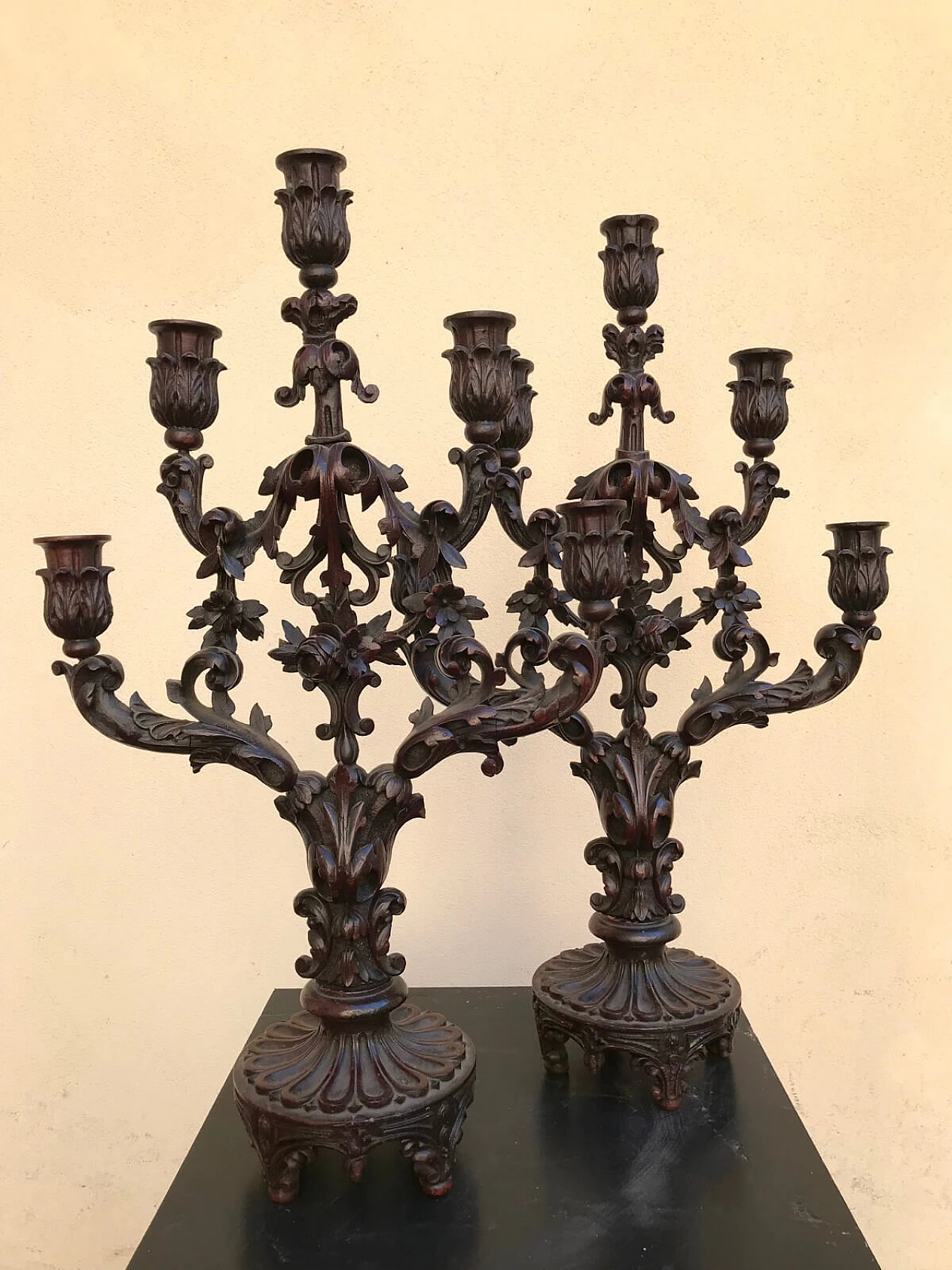 Pair of Venetian wooden candlesticks 2