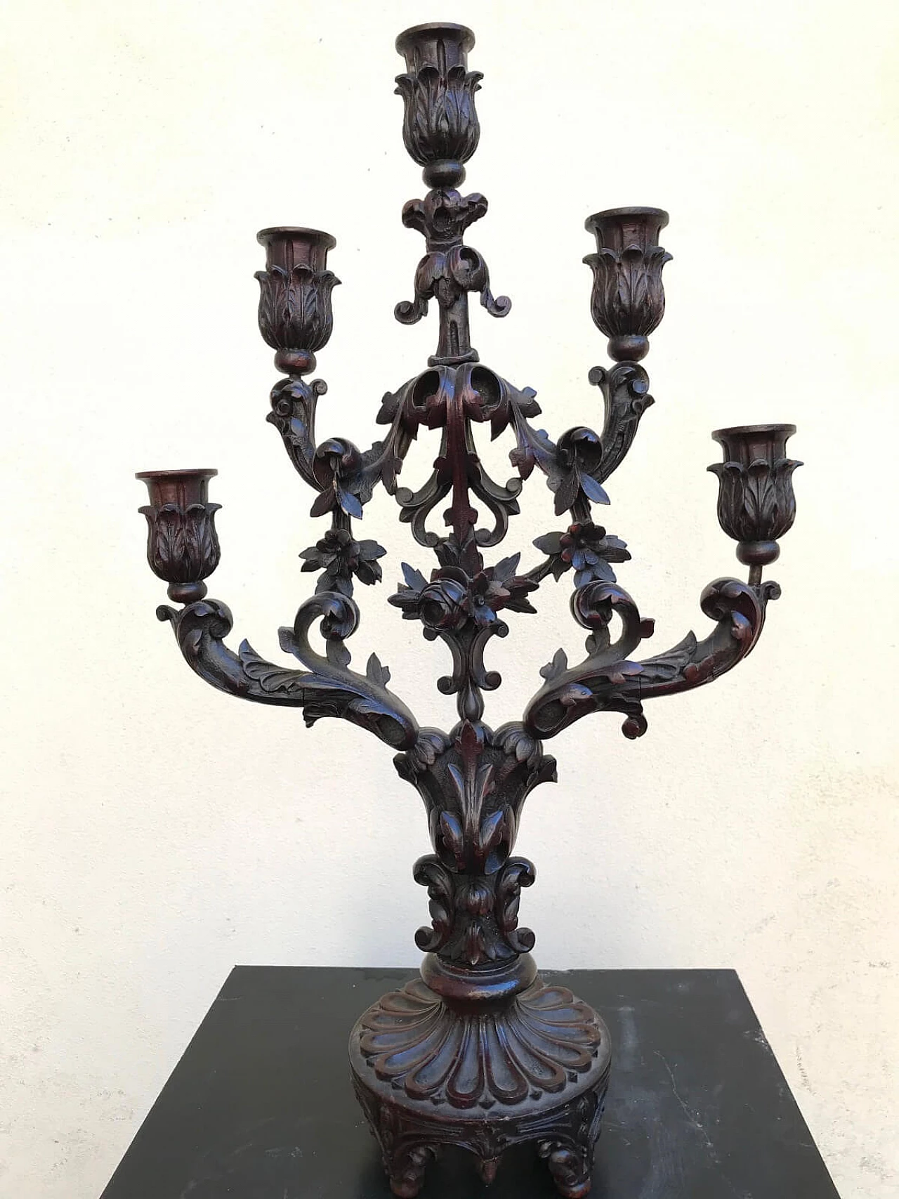 Pair of Venetian wooden candlesticks 6