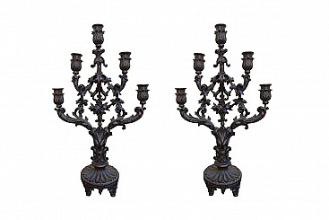 Pair of Venetian wooden candlesticks