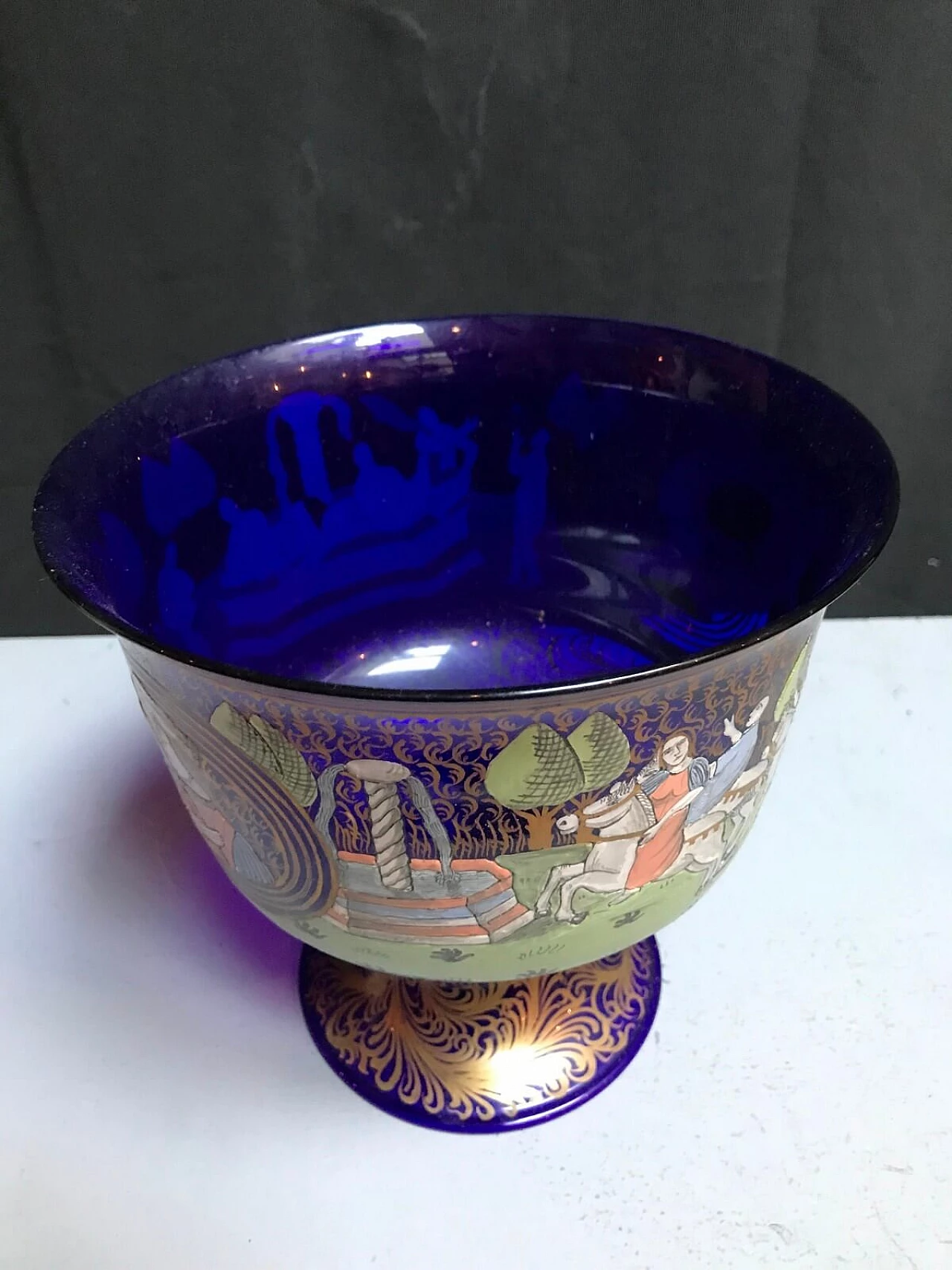 Blue glass replica of the Barovier cup, early 20th century 4