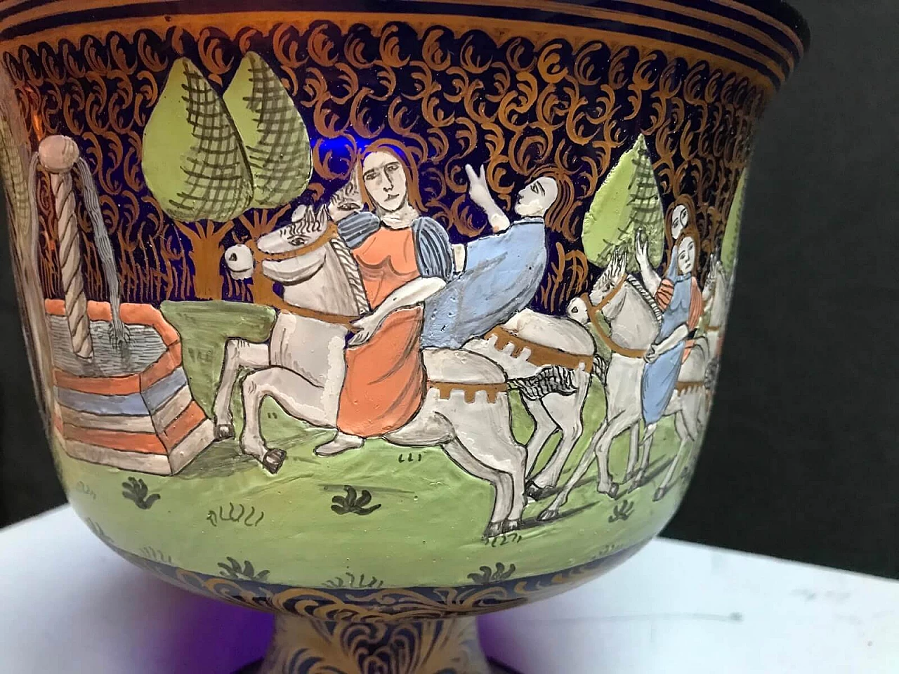 Coppa in vetro blu replica della "Barovier", primi '900 3