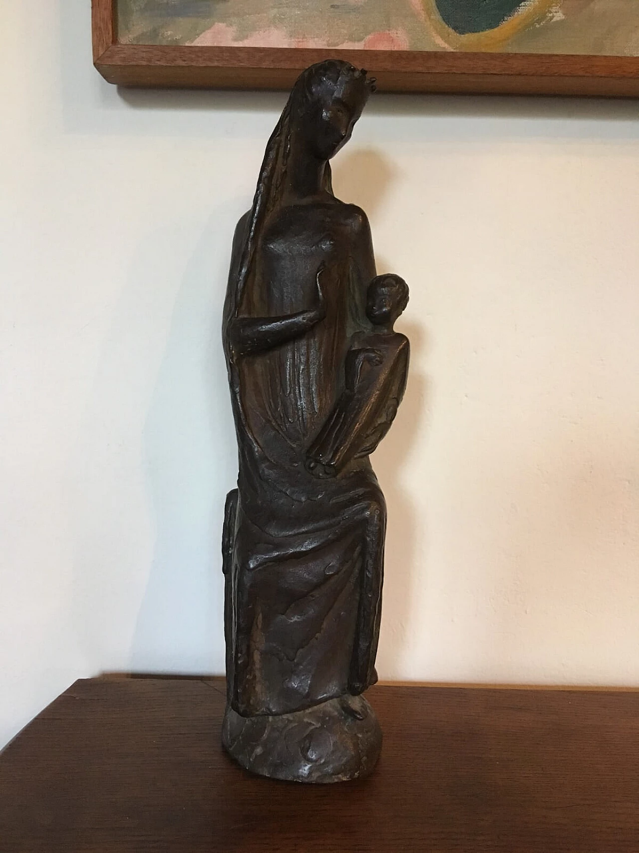 Scultura Madonna e Bambino firmata Coter in bronzo 2