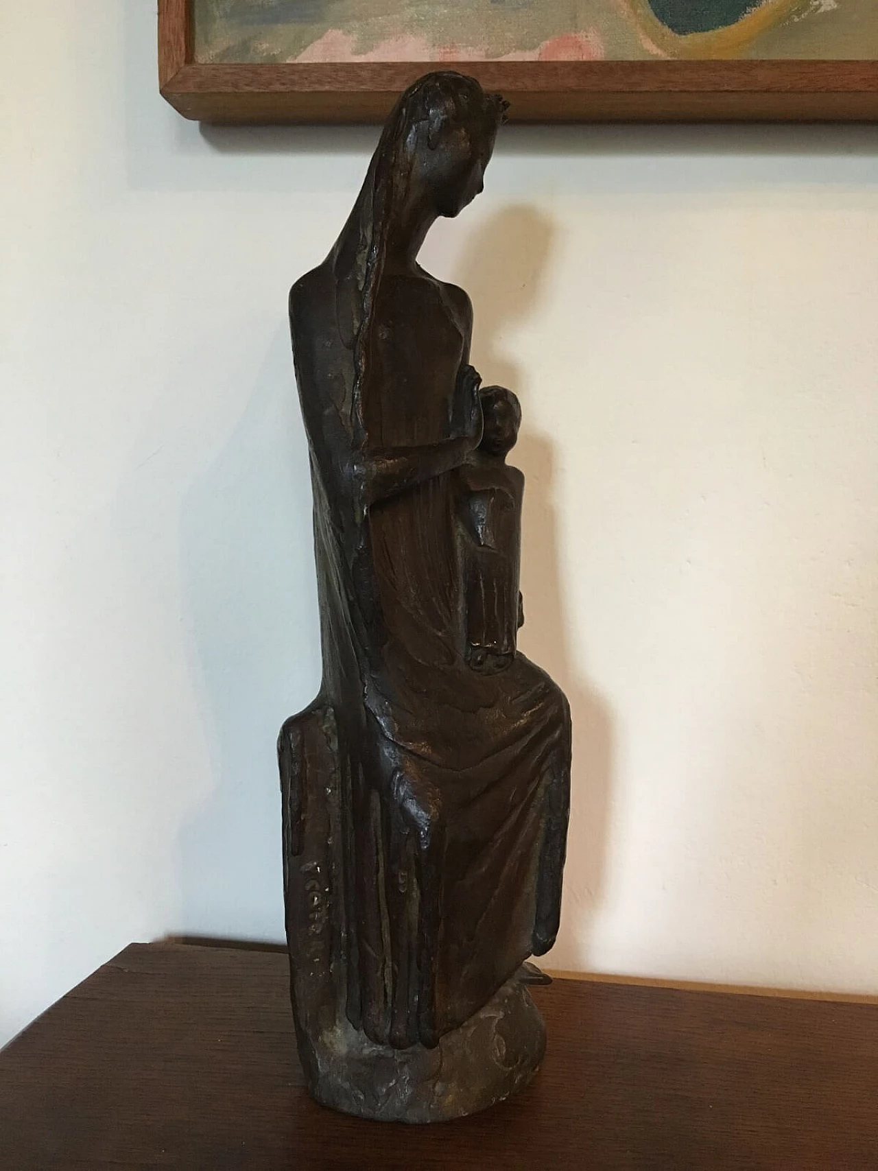 Sculpture Madonna and Child signed Coter in bronze 3