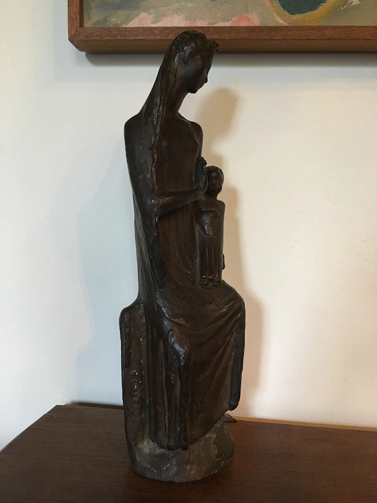 Scultura Madonna e Bambino firmata Coter in bronzo 3