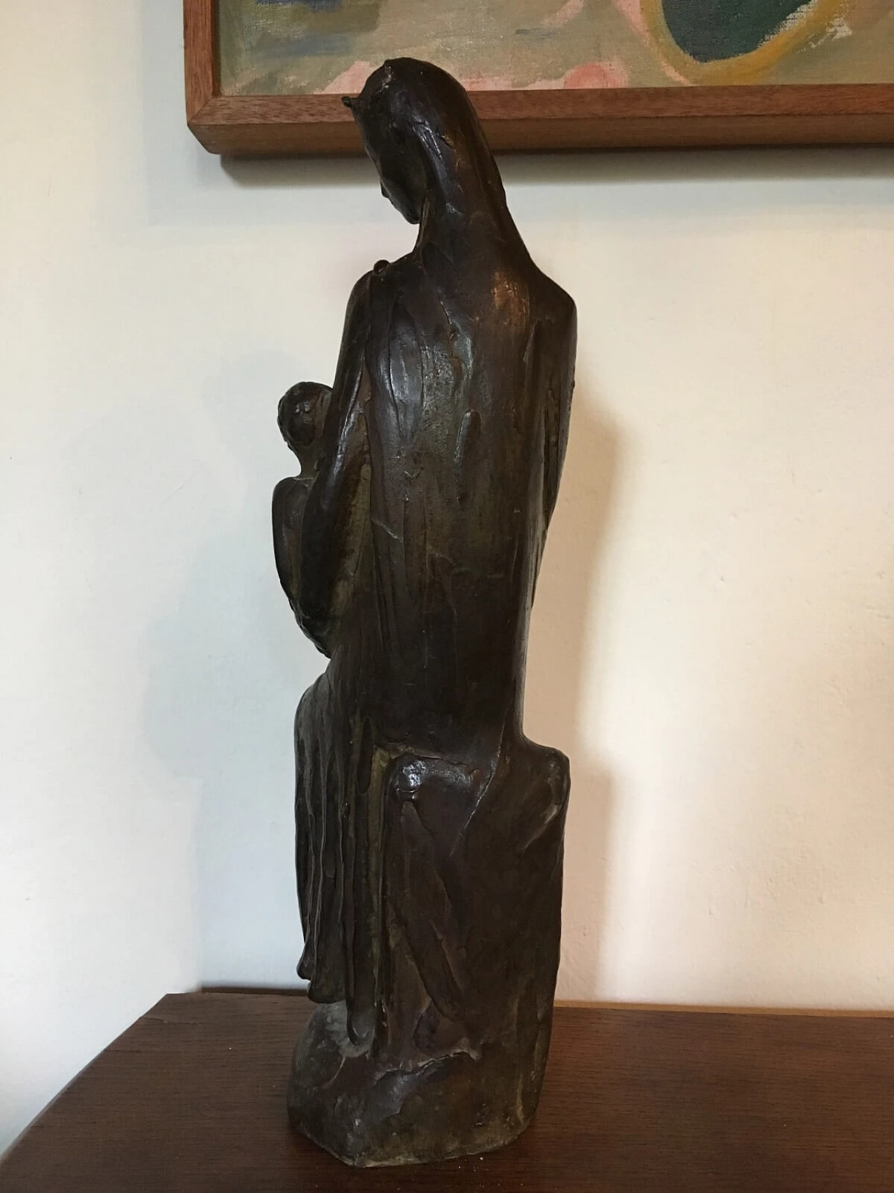 Scultura Madonna e Bambino firmata Coter in bronzo 4