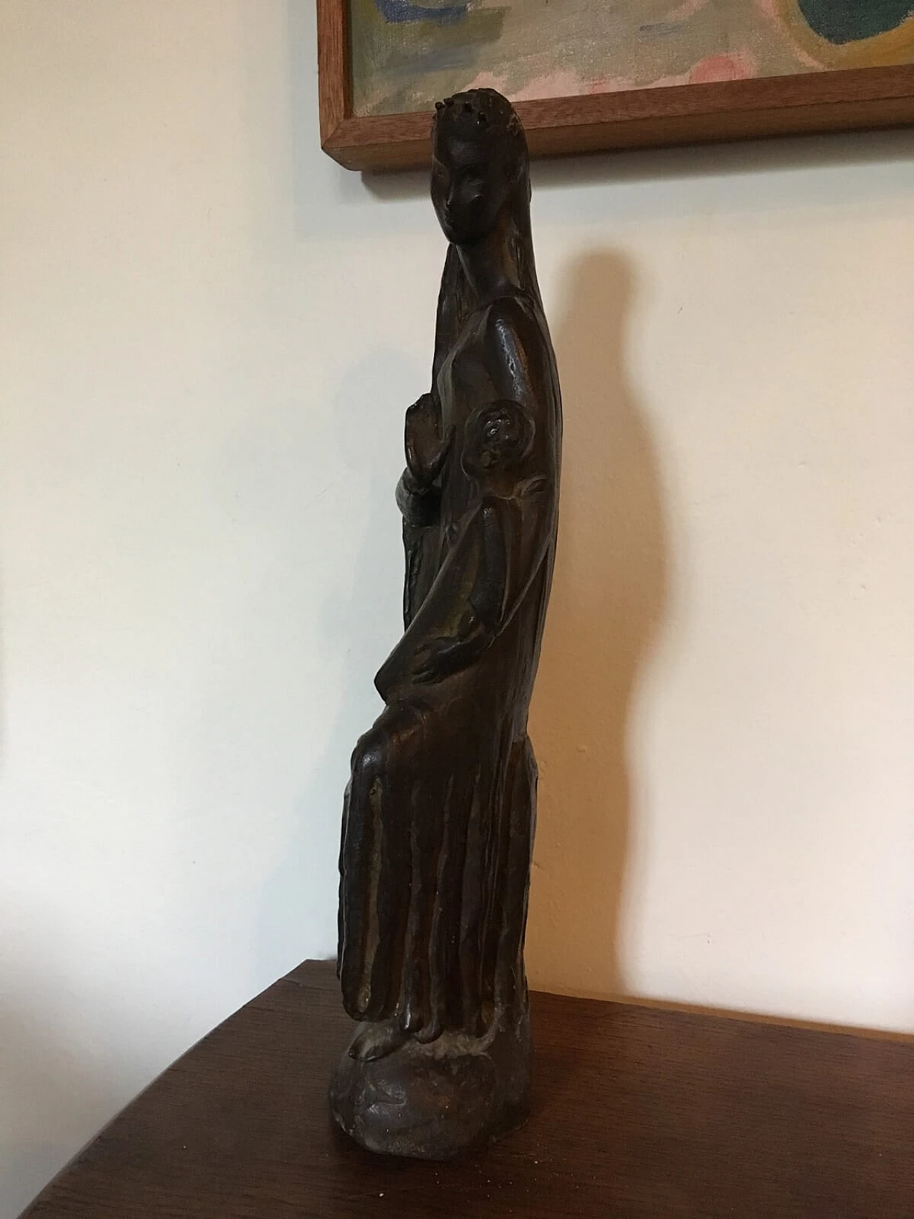 Scultura Madonna e Bambino firmata Coter in bronzo 6