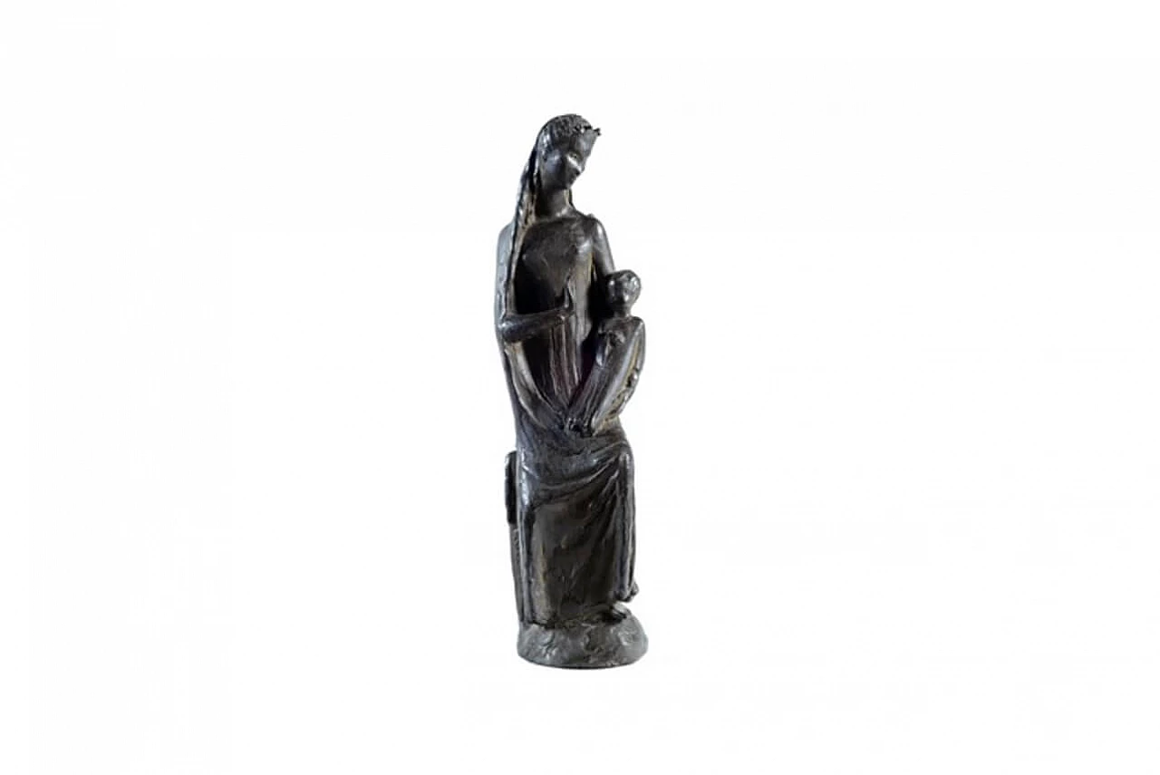 Sculpture Madonna and Child signed Coter in bronze 1