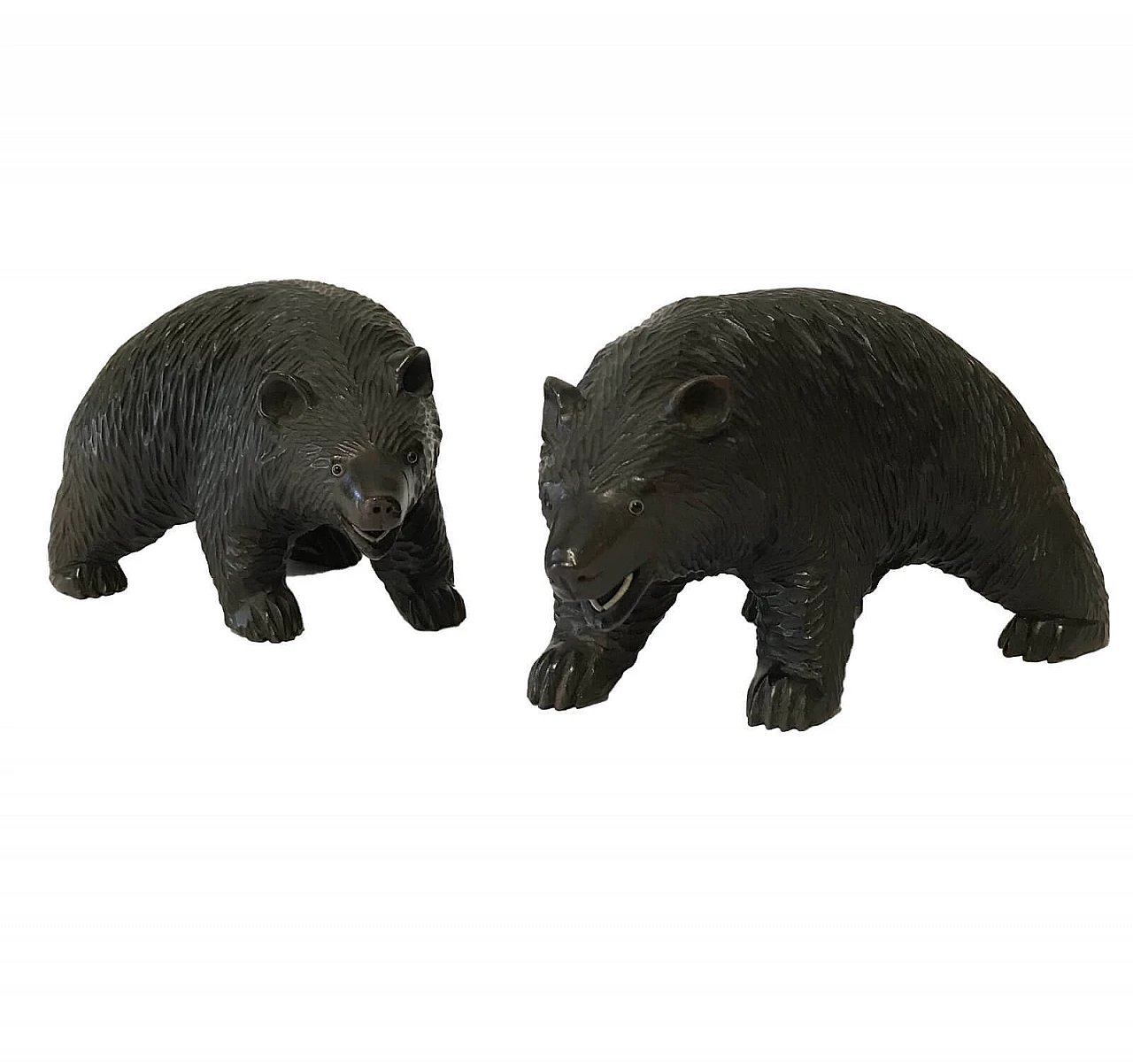 Coppia di sculture di orsi in legno, anni '40 1