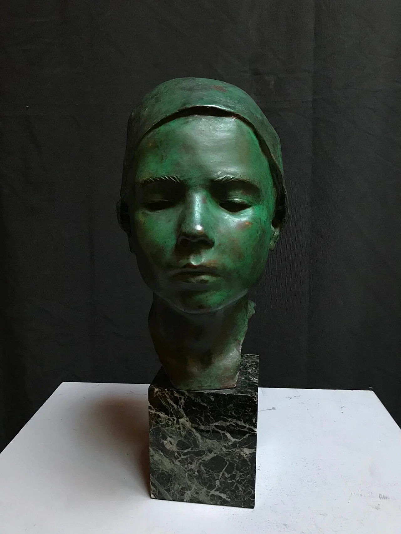 Head of a young man in bronze, Messina early 20th century 3