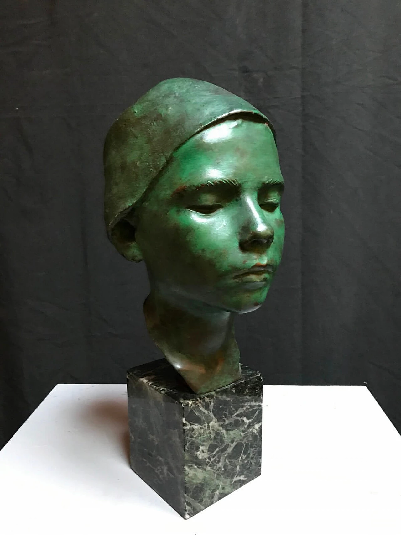 Head of a young man in bronze, Messina early 20th century 2