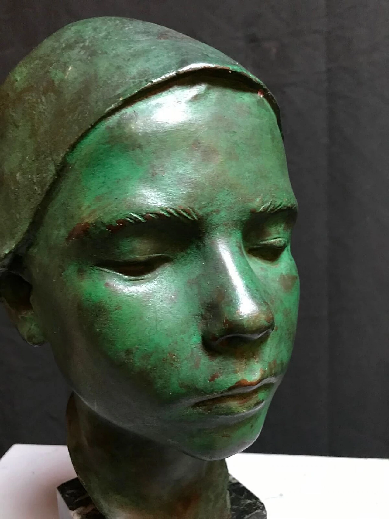 Head of a young man in bronze, Messina early 20th century 4