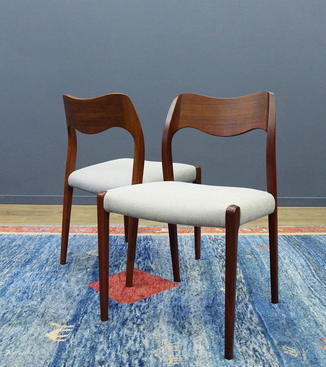 Set of 4 Danish chairs in teak '50s design N. O. Møller 4