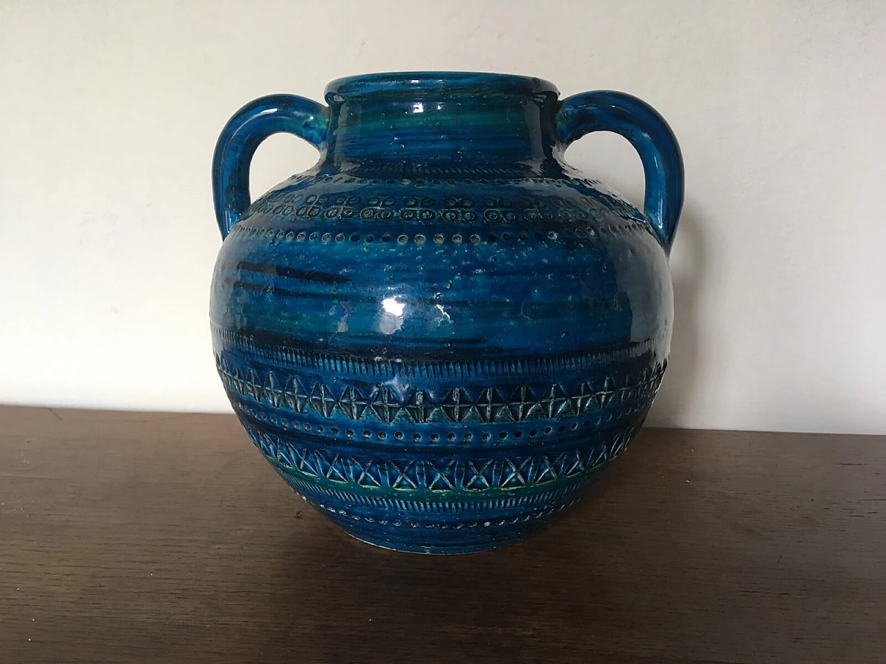 Vaso di Aldo Londi serie Rimini blu in terracotta smaltata  2