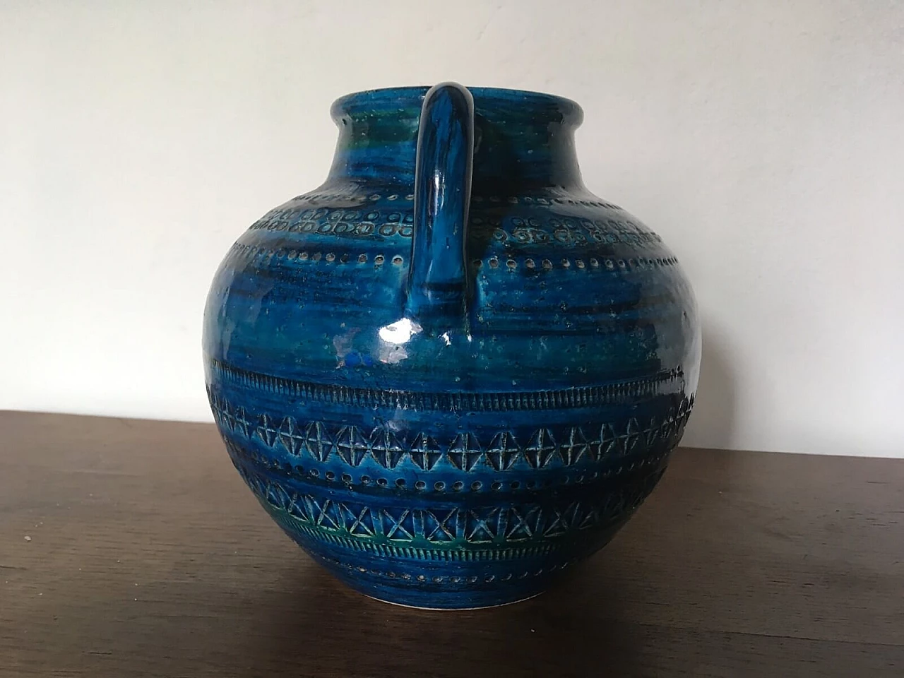 Vase by Aldo Londi Rimini blue series in enamelled terracotta 6
