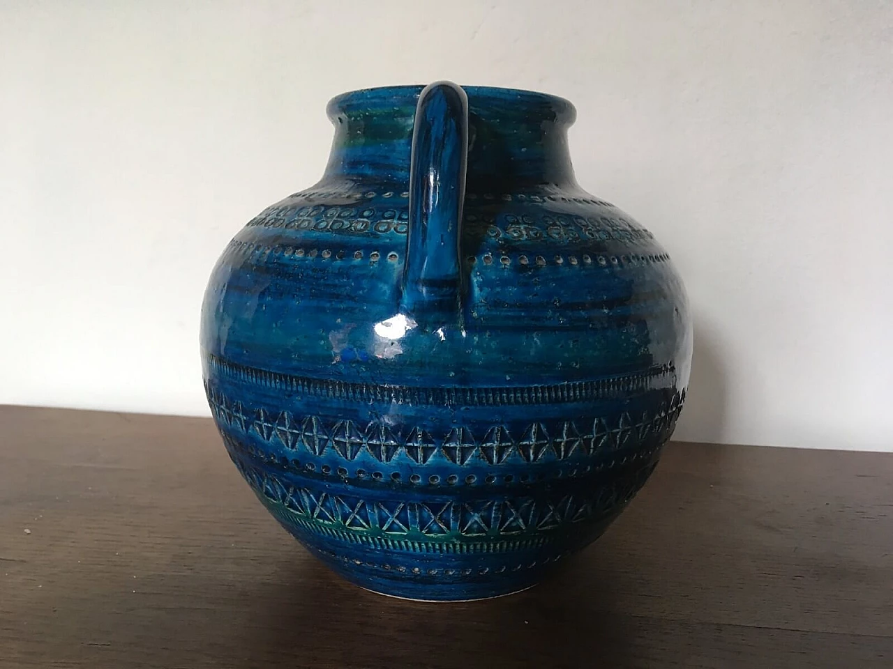 Vaso di Aldo Londi serie Rimini blu in terracotta smaltata  6