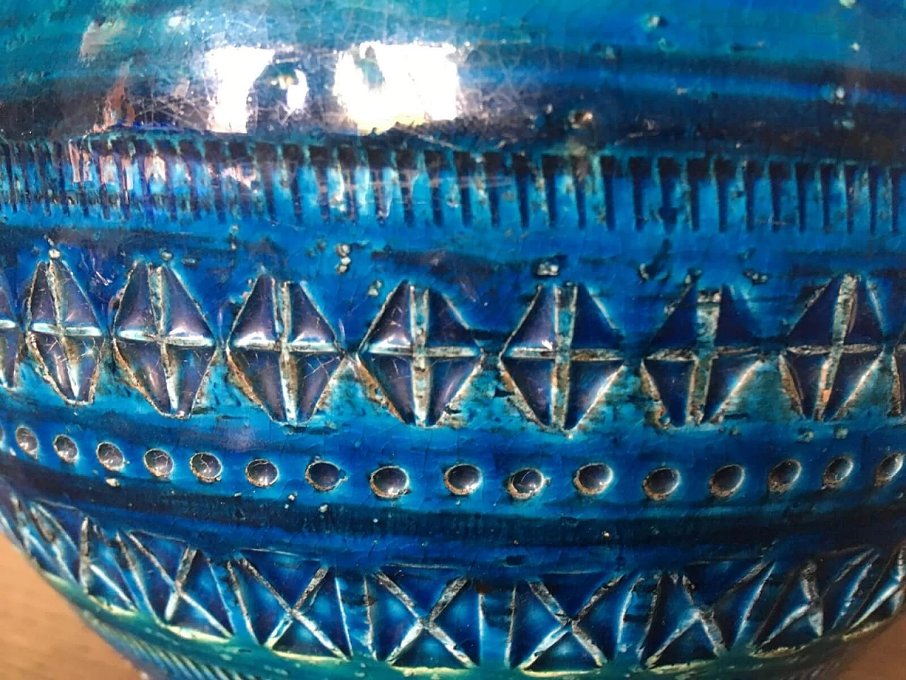 Vaso di Aldo Londi serie Rimini blu in terracotta smaltata  7